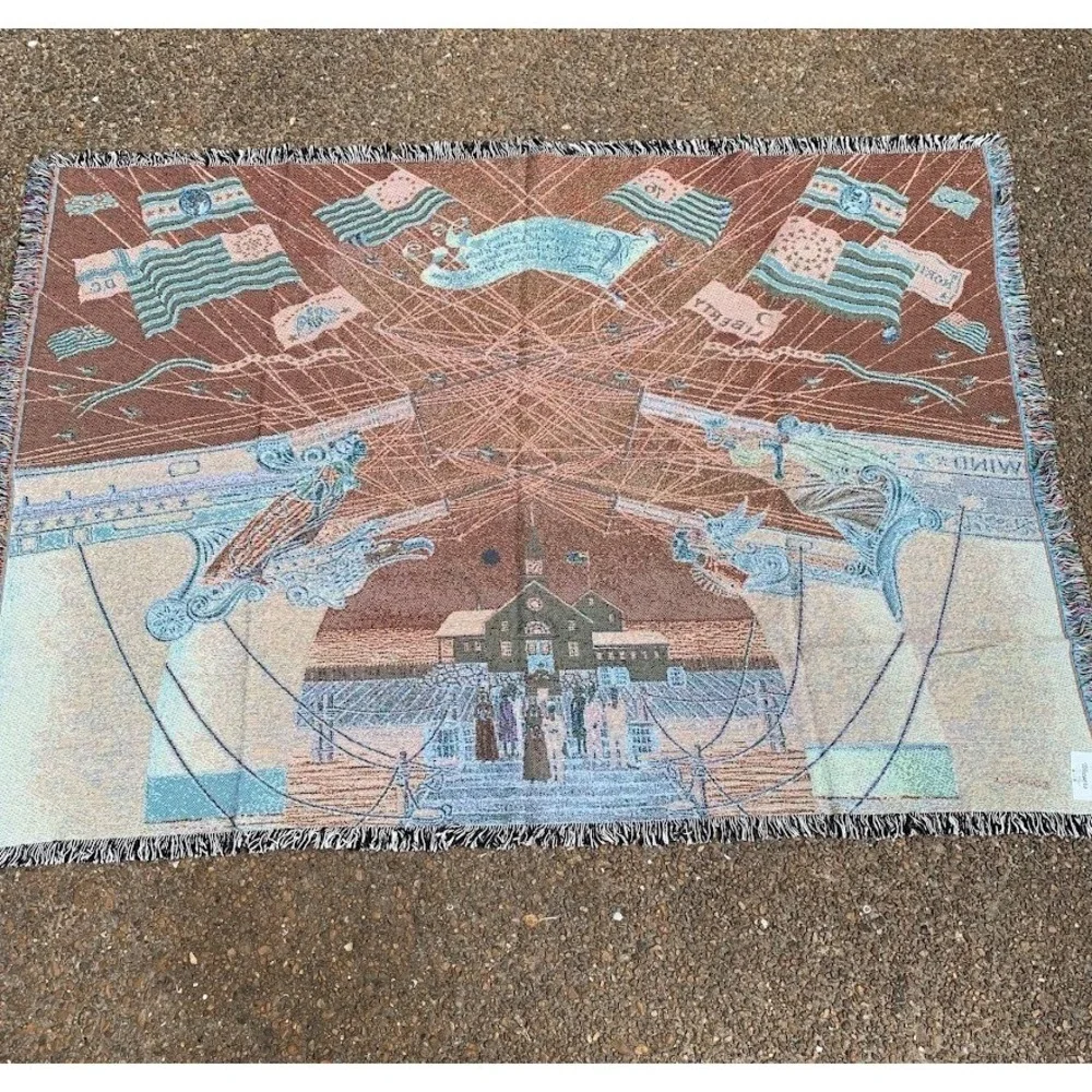 Charles Wysocki‎ Antique Store Quilts Village Home Woven Blanket Throw Tapestry